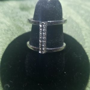 Henry Bendel silver and pave ring